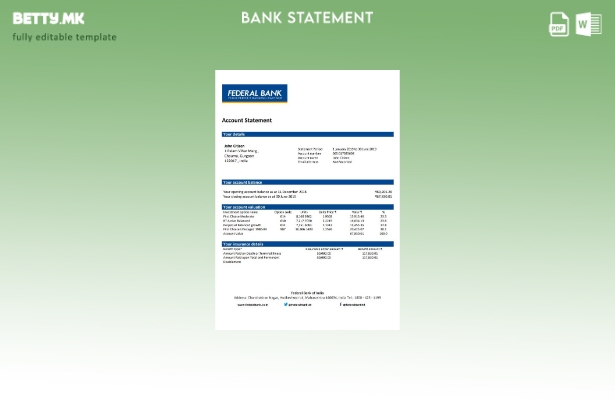 модерен стил на Индија Федерален шаблон за извод од банка